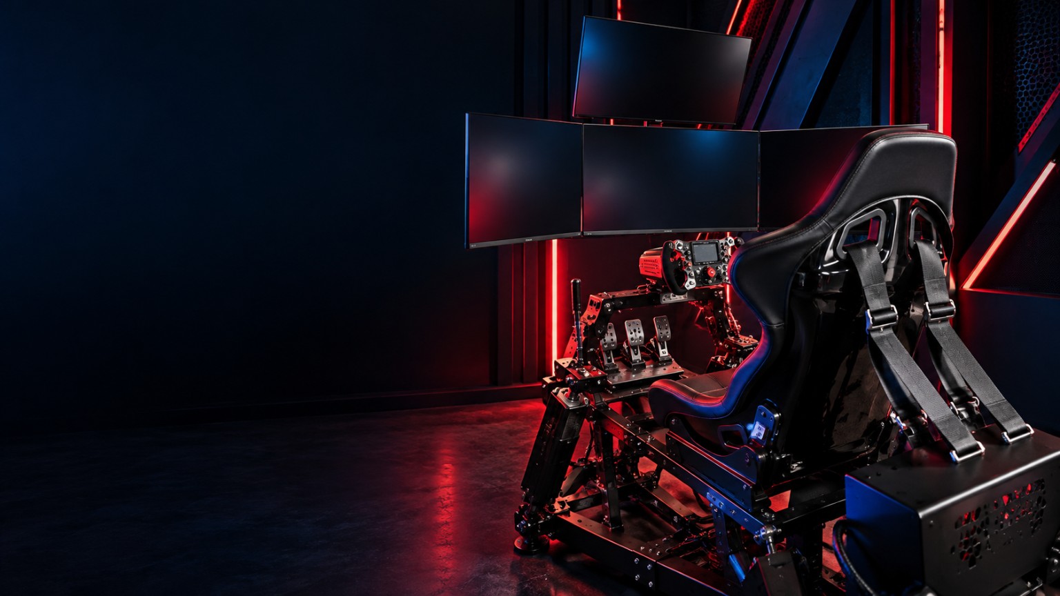 Ground VR professional driving simulator with triple displays and motion seat